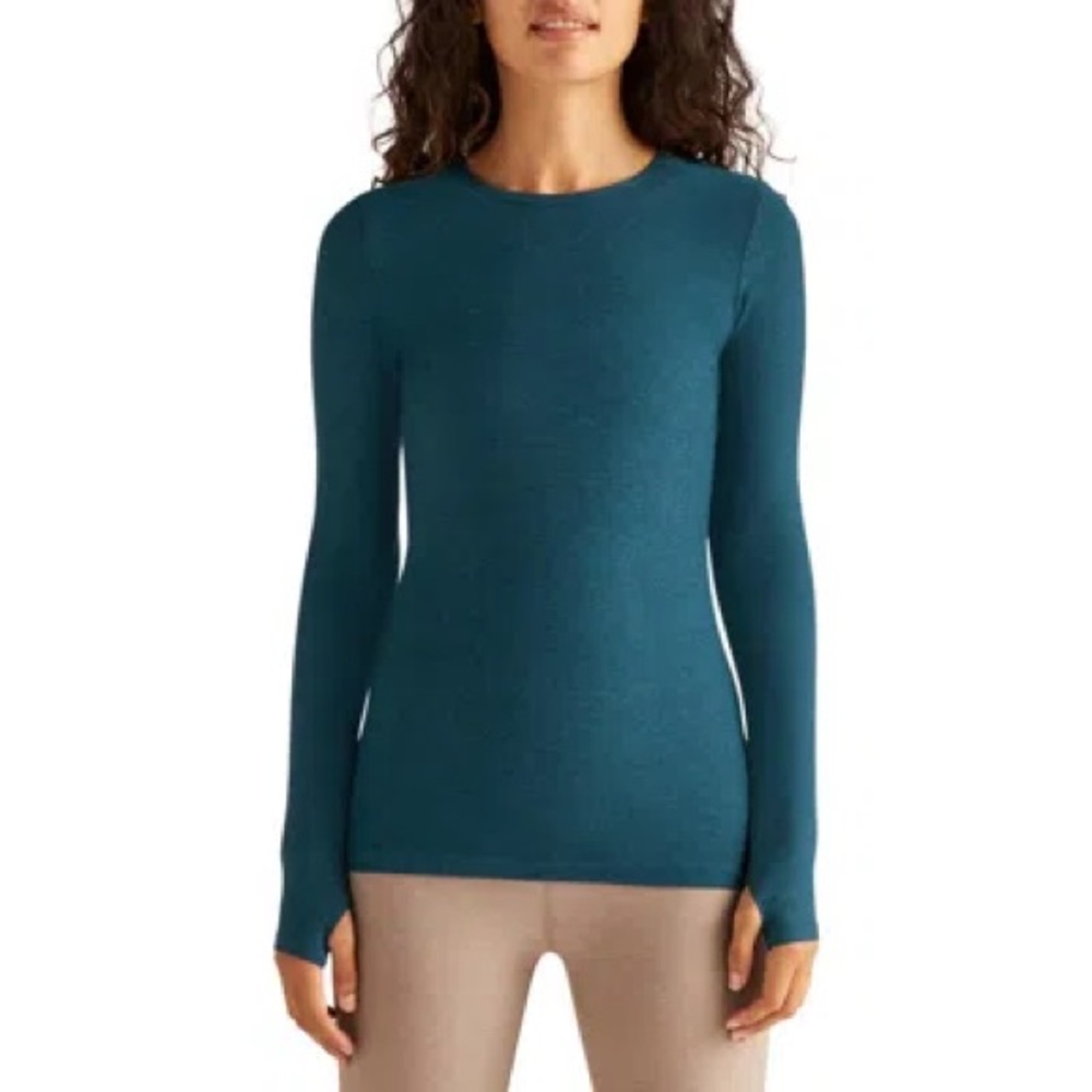 Beyond Yoga Featherweight Classic Crew Pullover Majestic Gem Heather